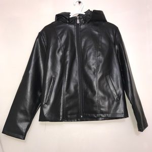 Black Leather Motorcycle Hoodie Motorcycle Jacket